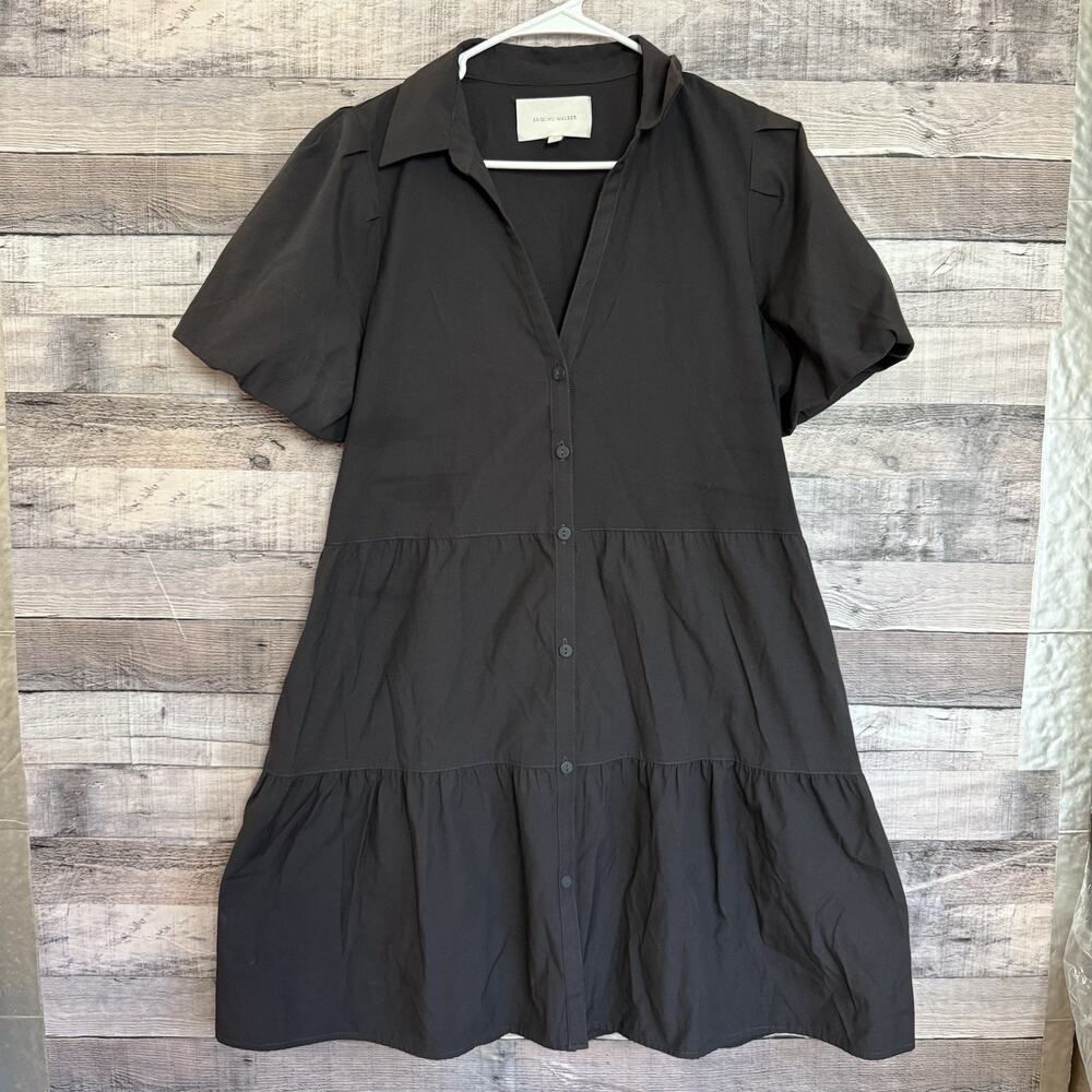 Brochu Walker Havana Tiered Mini Dress in Washed Black Women's Sz Large
